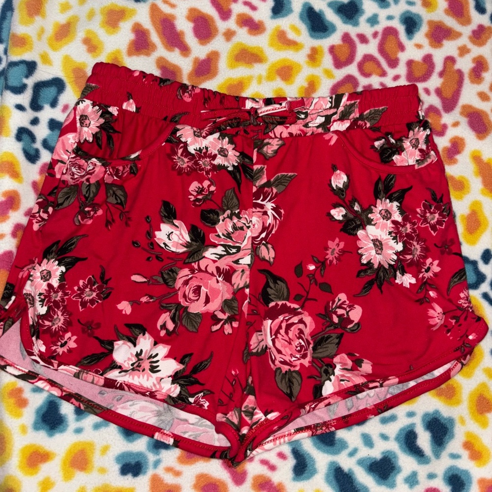 1ST KISS GIRLS RED FLORAL SHORTS